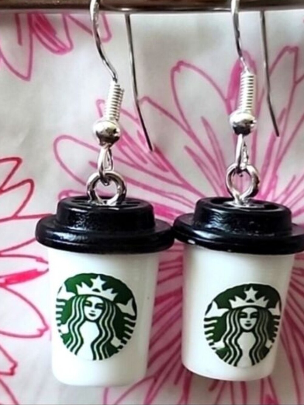 STARBUCKS TO GO CUPS  EARRINGS 925S STERLING POSTS